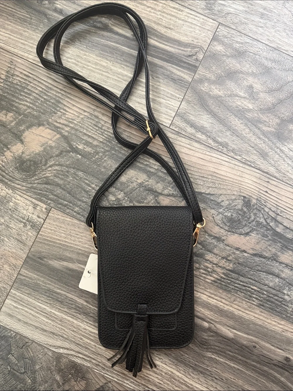 Black Tassel Crossbody Phone Bag by
